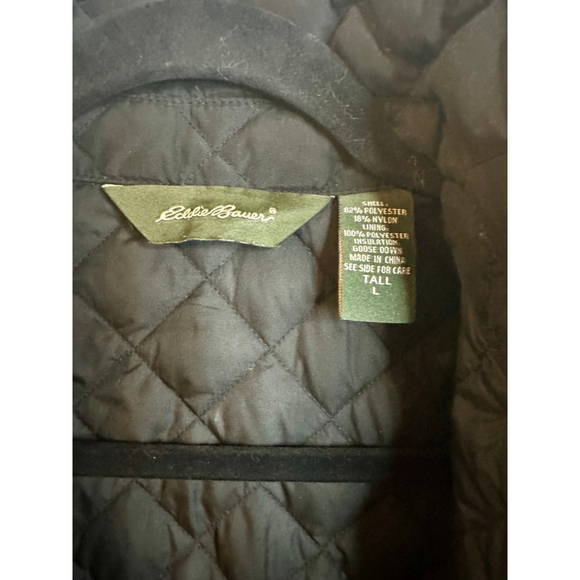 Women's Eddie Bauer Black Quilted Goose Down Vest Size Tall Large - Picture 8 of 10